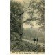 carte postale ancienne 77 FONTAINEBLEAU. Le Sully gorges d'Apremont 1907. Carte émaillographie