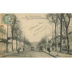 carte postale ancienne 77 FONTAINEBLEAU. Rue Grande et Boulevard de Melun 1906