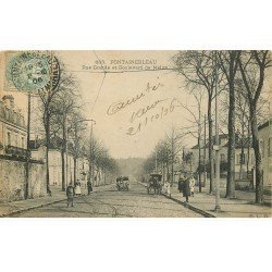 carte postale ancienne 77 FONTAINEBLEAU. Rue Grande et Boulevard de Melun 1906