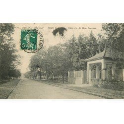 carte postale ancienne 77 FONTAINEBLEAU. Route de Melun Chapelle du Bon Secours 1912