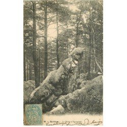 carte postale ancienne 77 BARBIZON. Rocher la Dame d'Apremont 1904