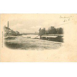 carte postale ancienne 77 BRAY-SUR-SEINE. Bateau Lavoir Quai Saint-Jean 1904