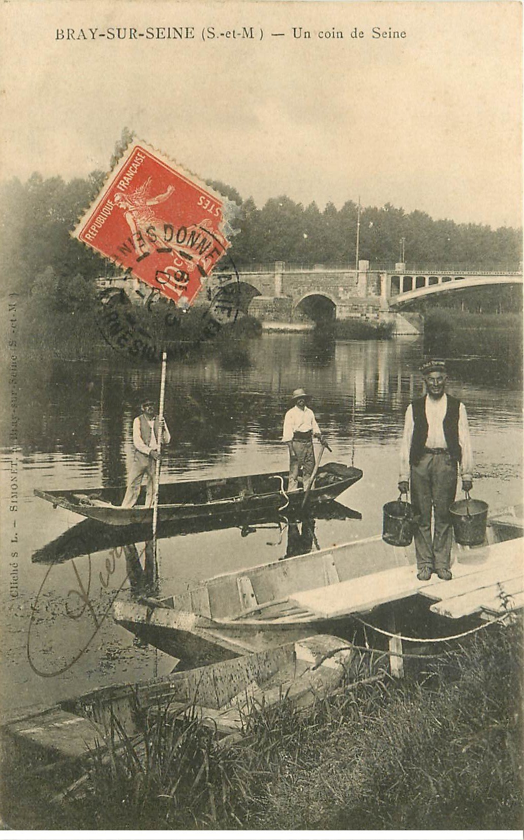 77 BRAY-SUR-SEINE. Un coin de Seine 1907