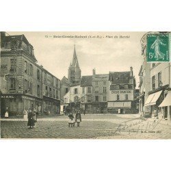 carte postale ancienne 77 BRIE-COMTE-ROBERT. Place du Marché 1910 Bazar du Bon Marché