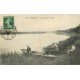 carte postale ancienne 77 BROLLES. Pêcheurs bords de la Seine 1908