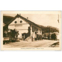 carte postale ancienne 01 GINEZ CORBONOD. Restaurant Hôtel Tardy et Pompe à Essence Azur 1950