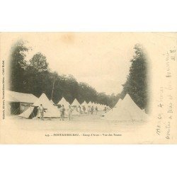 carte postale ancienne 77 FONTAINEBLEAU. Camp d'Avon 1902 vue des Tentes. Militaires et Campement