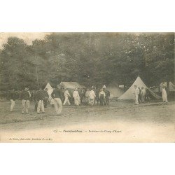 carte postale ancienne 77 FONTAINEBLEAU. Camp d'Avon intérieur. Militaires et Campement