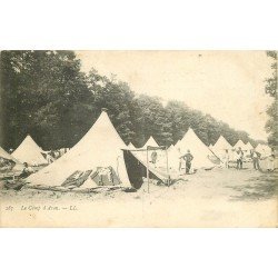 carte postale ancienne 77 FONTAINEBLEAU. Camp d'Avon 1908. Militaires et Campement