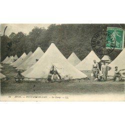 carte postale ancienne 77 FONTAINEBLEAU. Camp d'Avon 1914. Militaires et Campement