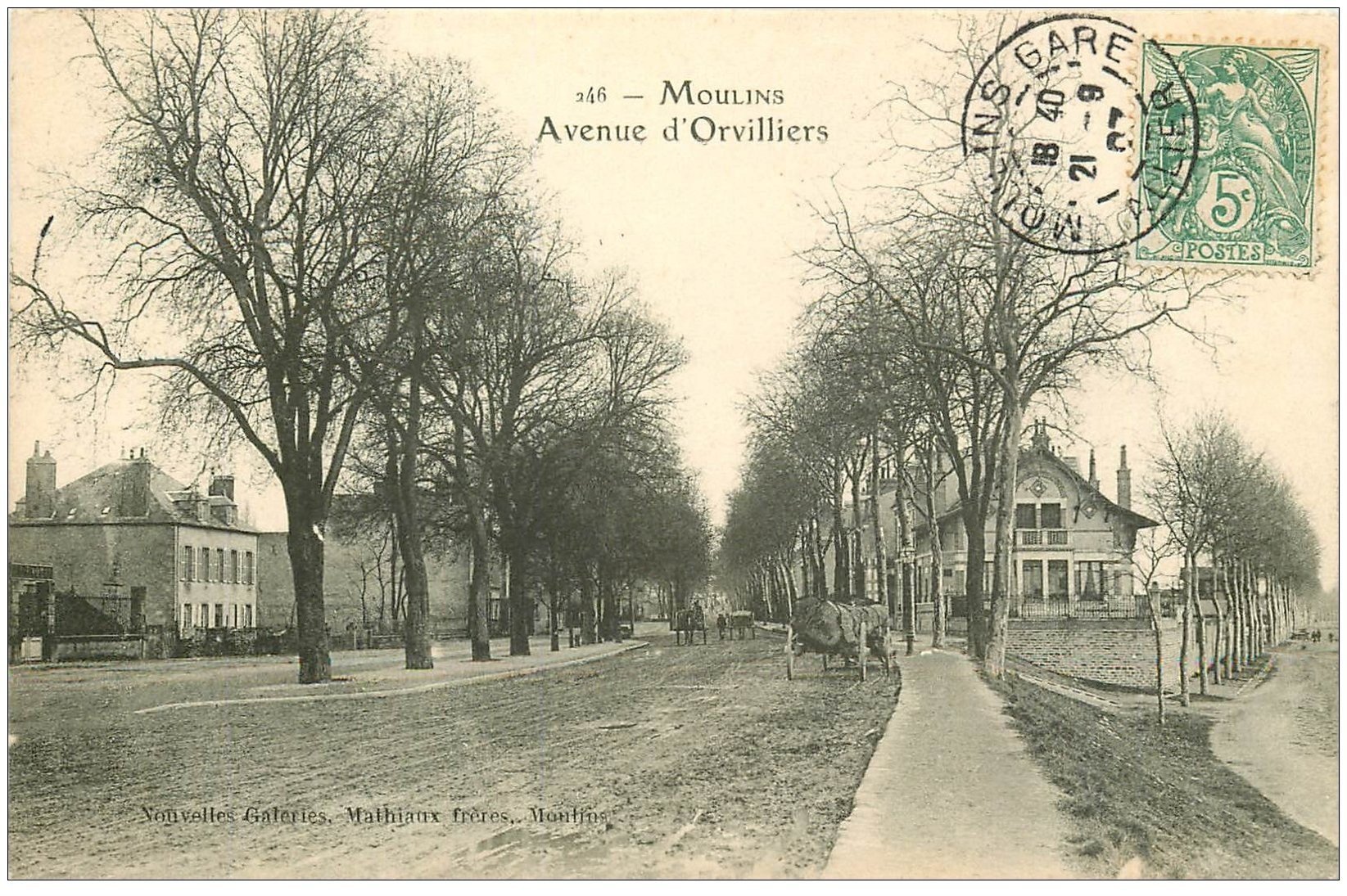 carte postale ancienne 03 MOULINS. Avenue d'Orvilliers 1907