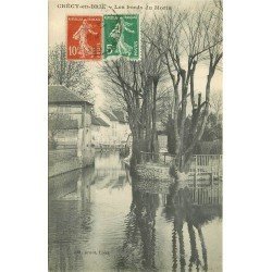 carte postale ancienne 77 CRECY-EN-BRIE. Les bords du Morin 1917