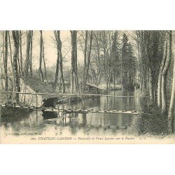 carte postale ancienne 77 CHATEAU-LANDON. Vieux Lavoir sur le Fusain et Passerelle