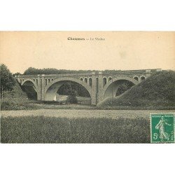 carte postale ancienne 77 CHAUMES. Le Viaduc 1912