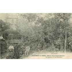 carte postale ancienne 77 CHAUMES-EN-BRIE. Arcy Tour Saint-Firmin. Grotte et Jardins animation. Feu Follet