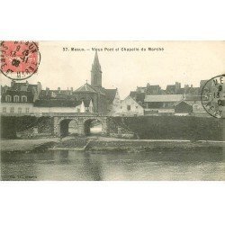carte postale ancienne 77 MEAUX. Vieux Pont et Chapelle du Marché 1908