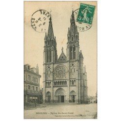 carte postale ancienne 03 MOULINS. Eglise du Sacré-Coeur 1911. Pharmacie