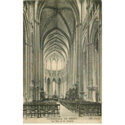 carte postale ancienne 77 MEAUX. Cathédrale Nef et Choeur 1918