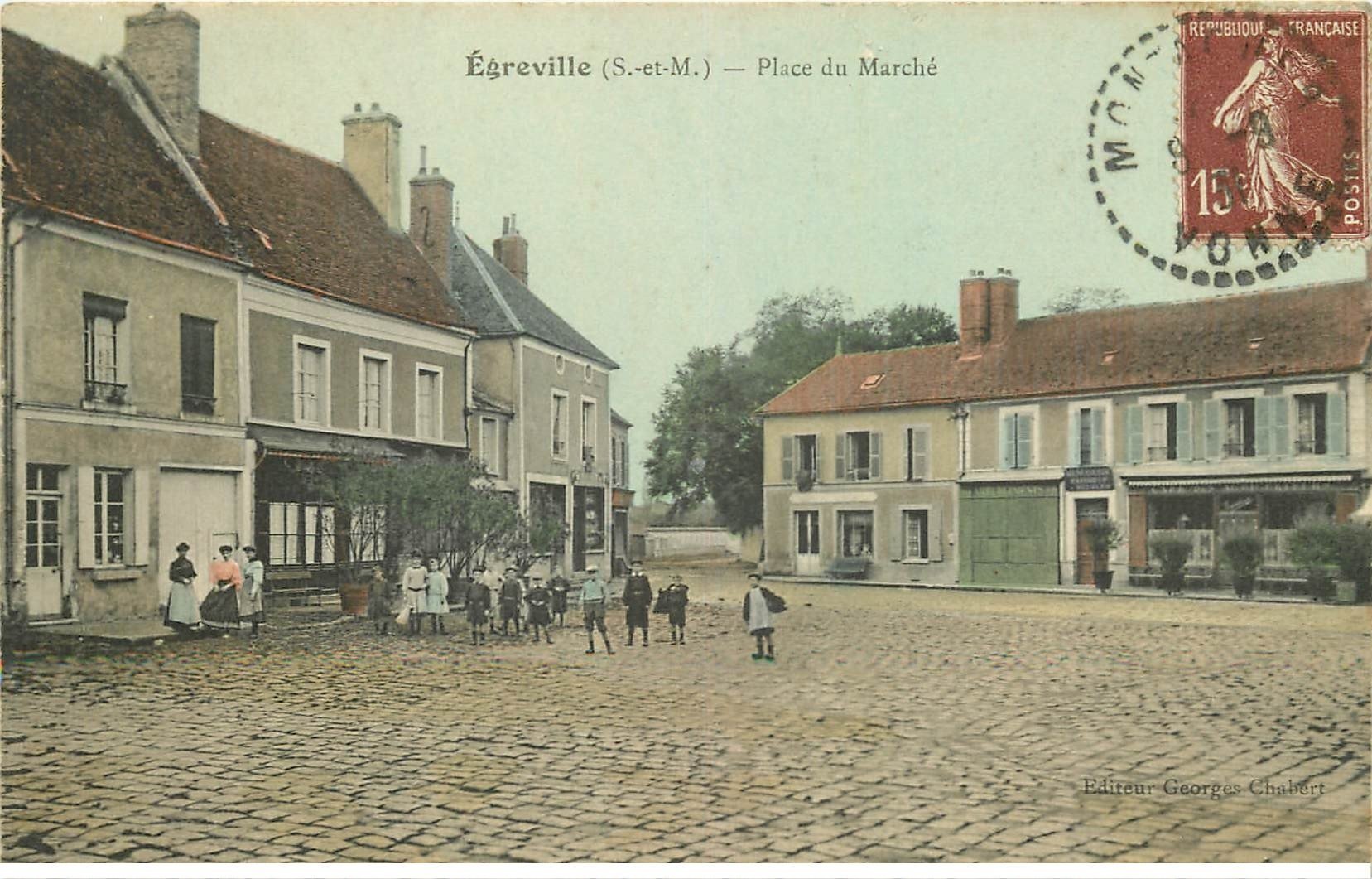 77 EGREVILLE. Place du Marché 1931. Destinataire à Bagnolet