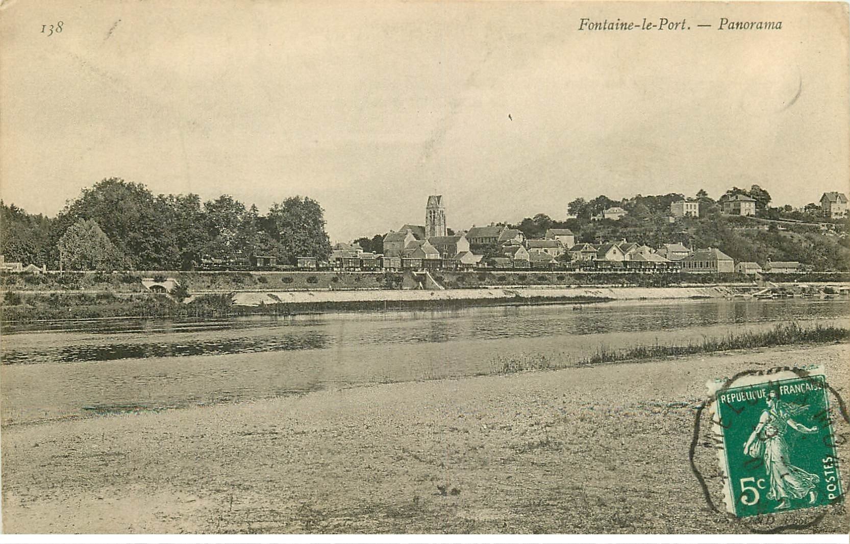 carte postale ancienne 77 FONTAINE-LE-PORT. Panorama 1910