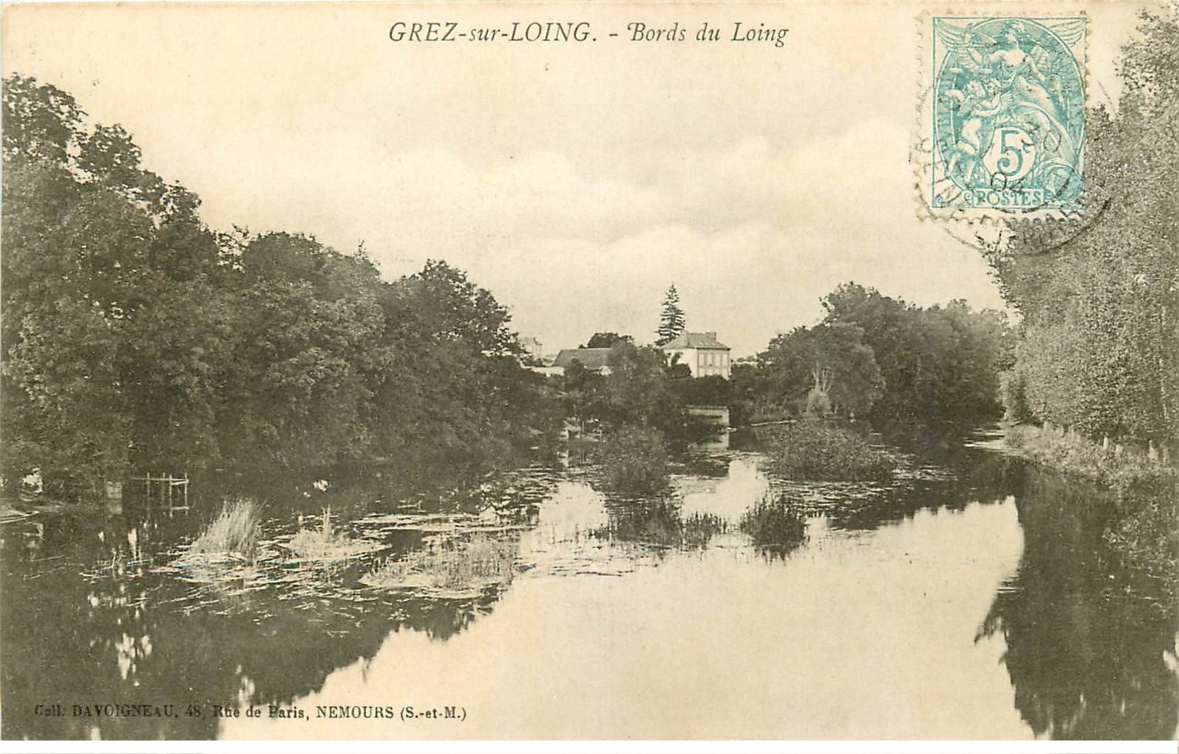 carte postale ancienne 77 GREZ-SUR-LOING. Bords du Loing 1904