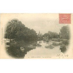 carte postale ancienne 77 GREZ-SUR-LOING. Pêcheur sur le Loing 1904