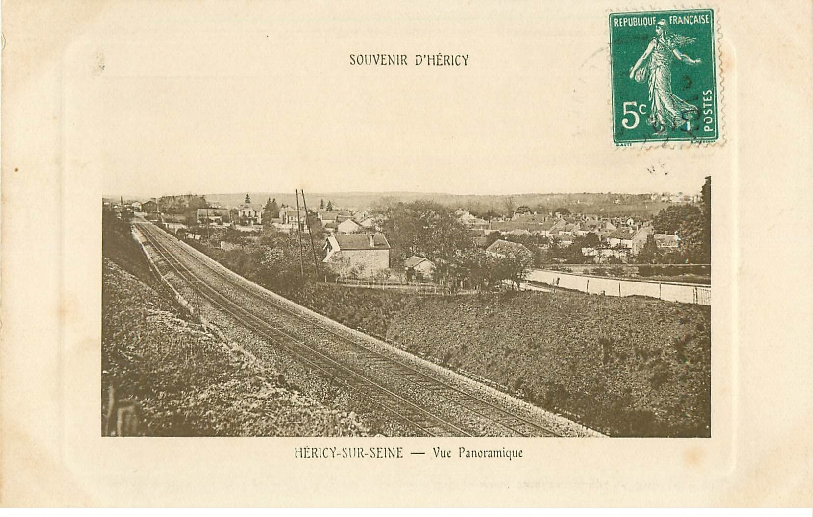 carte postale ancienne 77 HERICY-SUR-SEINE. Ligne du Chemin de Fer