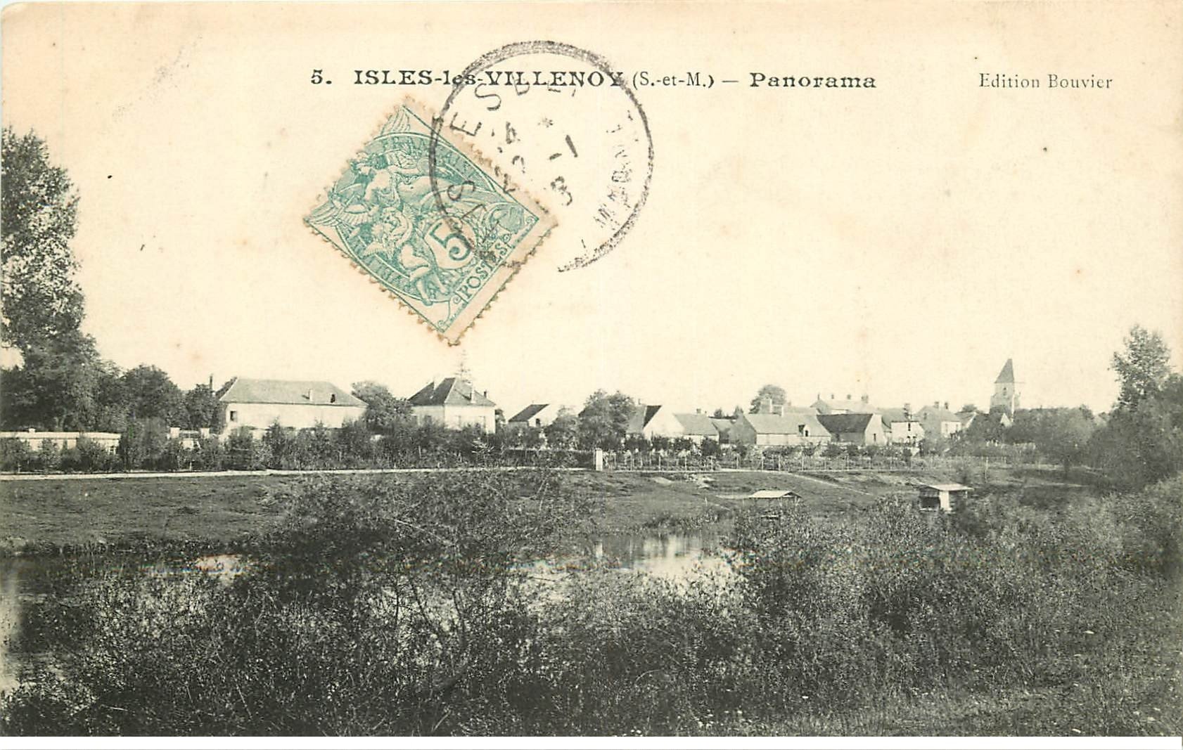 carte postale ancienne 77 ISLES-LES-VILLENOY. Le Village 1906