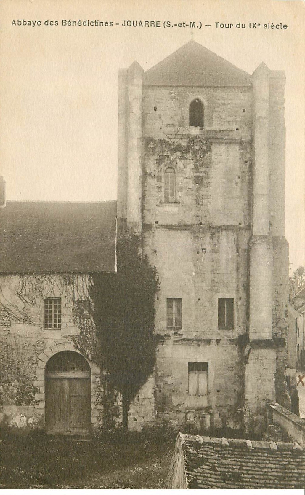 carte postale ancienne 77 JOUARRE. Tour Abbaye Bénédictines 1935