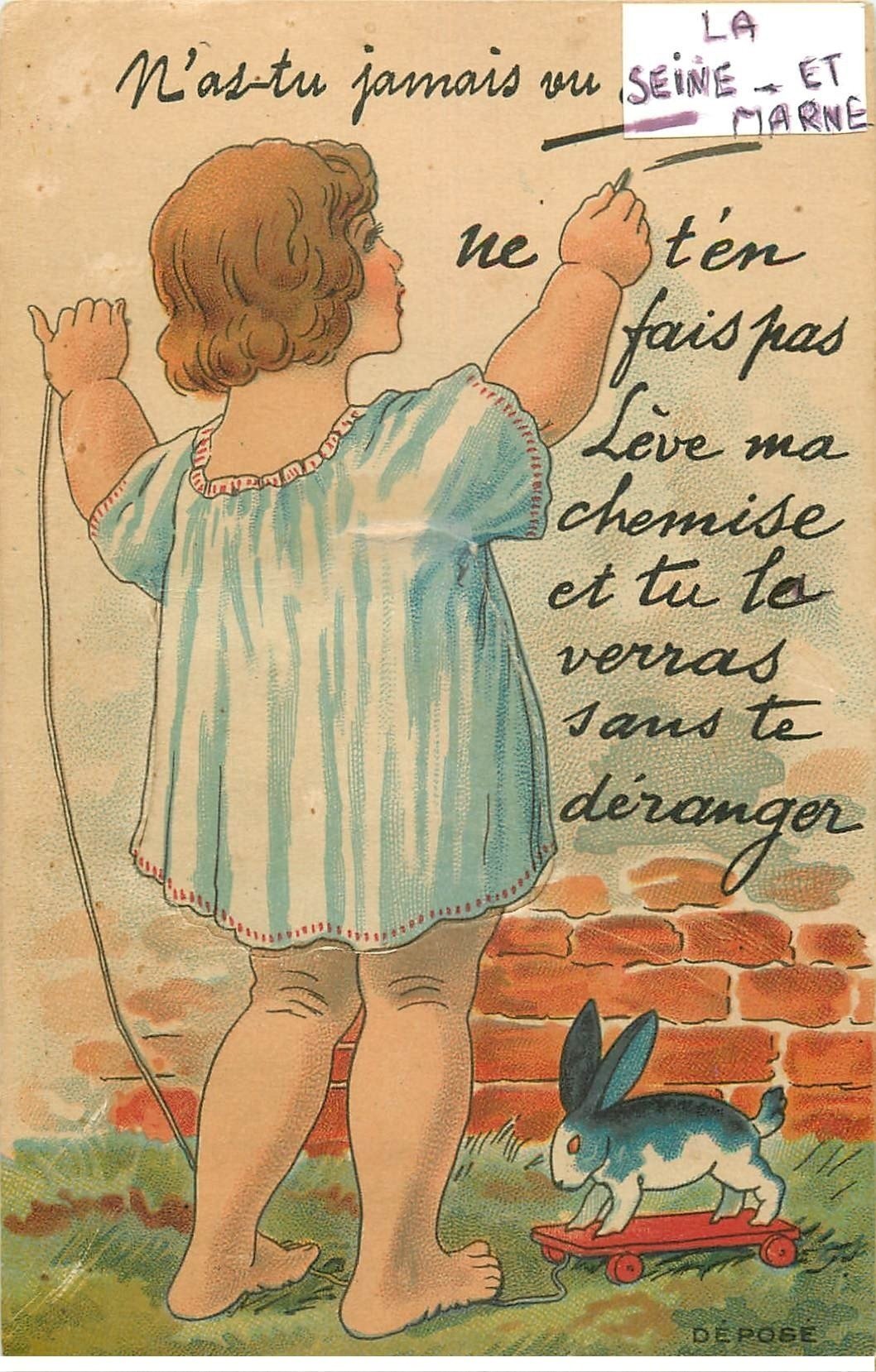 carte postale ancienne 77 LA SEINE ET MARNE. Carte montage le plan se trouve sous la Jupe1926. Quelque peu vaguelée