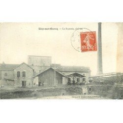 carte postale ancienne 77 LIZY-SUR-OURCQ. La Sucrerie 1914 Attelage Chevaux