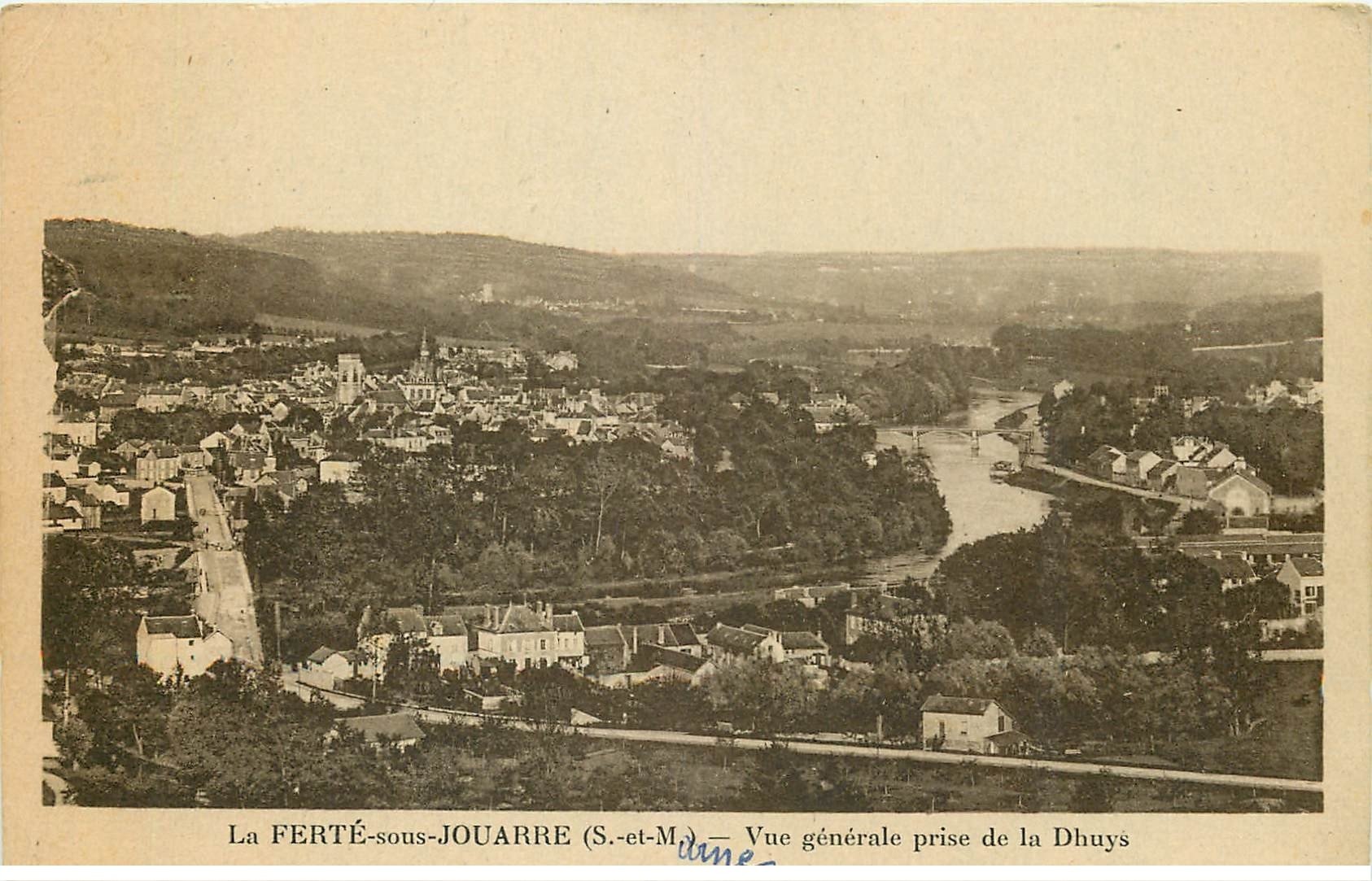 carte postale ancienne 77 LA FERTE-SOUS-JOUARRE. Vue prise de la Dhuys 1952