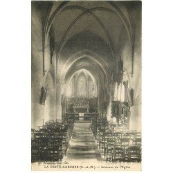 carte postale ancienne 77 LA FERTE-GAUCHER. Intérieur Eglise 1916