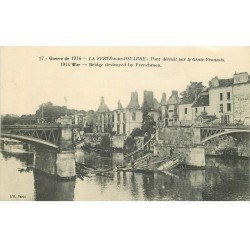 carte postale ancienne 77 LA FERTE-SOUS-JOUARRE. Le Pont détruit par le Génie. Guerre 1914. Tampon du Génie