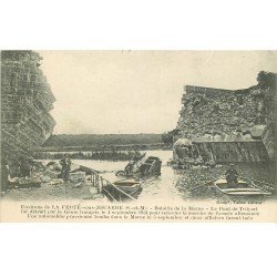 carte postale ancienne 77 LA FERTE-SOUS-JOUARRE. Le Pont de Trilport animation. Guerre 1914. Tampon du Génie