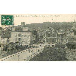 carte postale ancienne 77 LA FERTE-SOUS-JOUARRE. Pont et Rue des Palletiers 1912. Panneau Duburcq cartes postales illustrées
