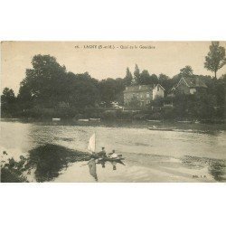 carte postale ancienne 77 LAGNY SUR MARNE. Quai de la Gourdine canotage 1928