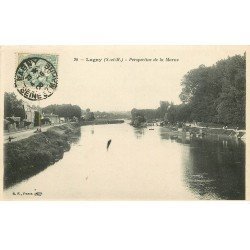 carte postale ancienne 77 LAGNY SUR MARNE. Promeneurs sur Bords de Marne 1906