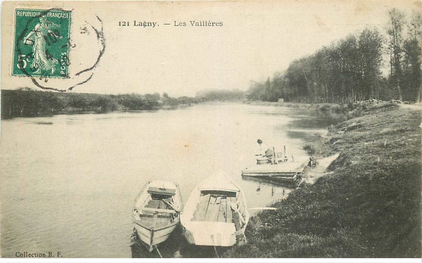 carte postale ancienne 77 LAGNY SUR MARNE. Les Vallières Lavandière 1910