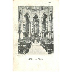 carte postale ancienne 77 LAGNY SUR MARNE. Intérieur de l'Eglise 1902