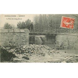 carte postale ancienne 77 LORROY. Le Pont du Loing détruit 1919