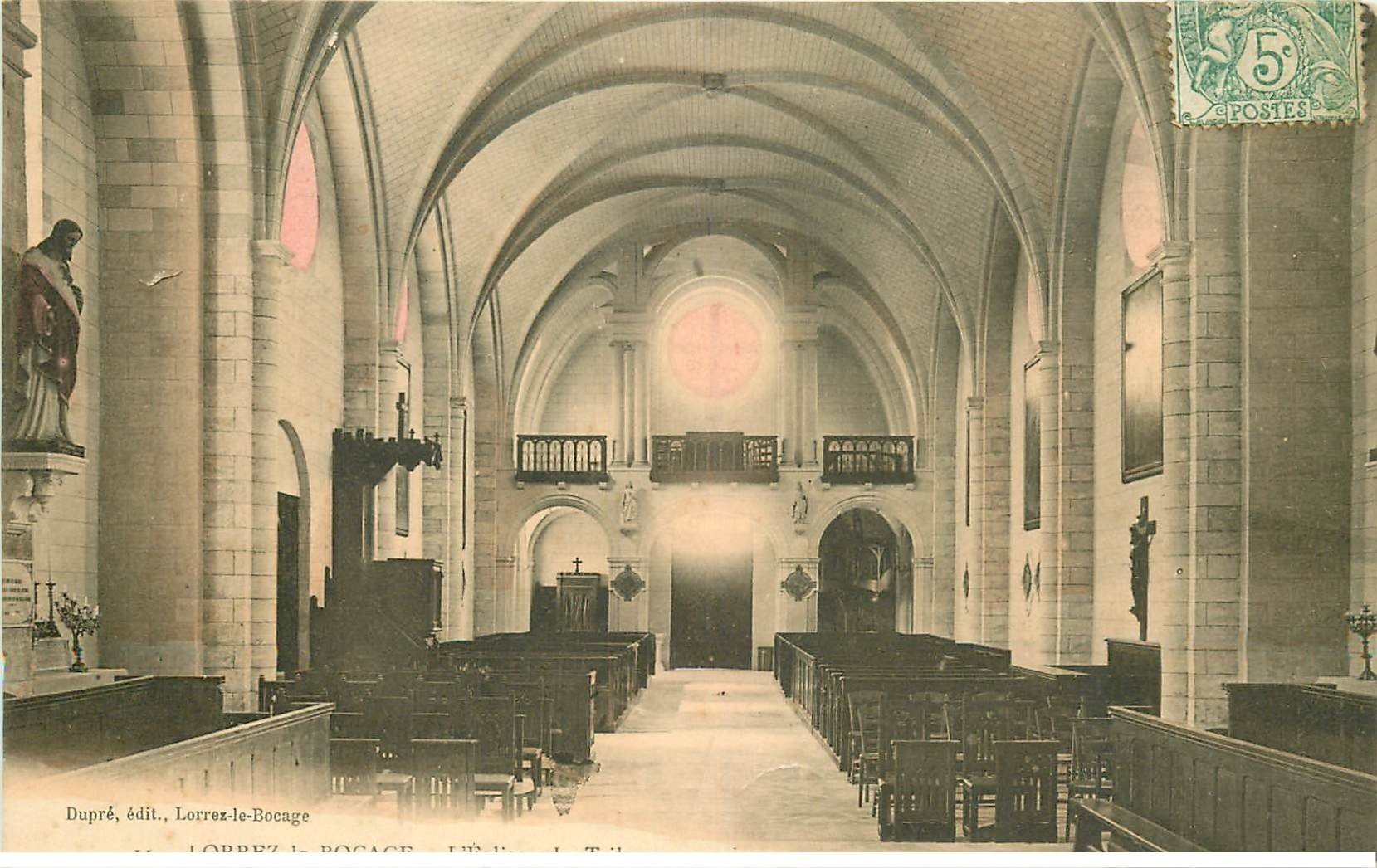 carte postale ancienne 77 LORREZ-LE-BOCAGE. Eglise et Tribune 1907