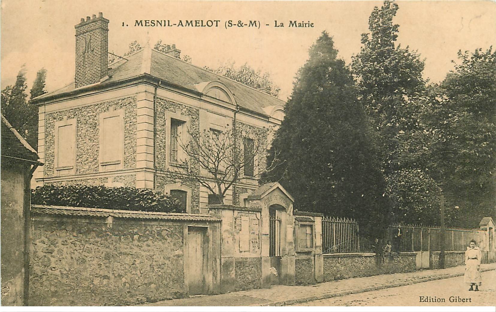 carte postale ancienne 77 MESNIL-AMELOT. La Mairie
