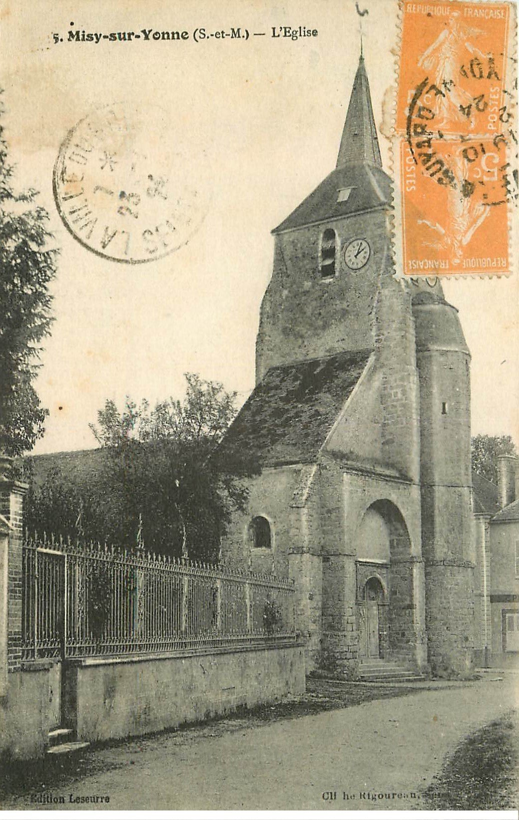 carte postale ancienne 77 MISY-SUR-YONNE. L'Eglise 1924