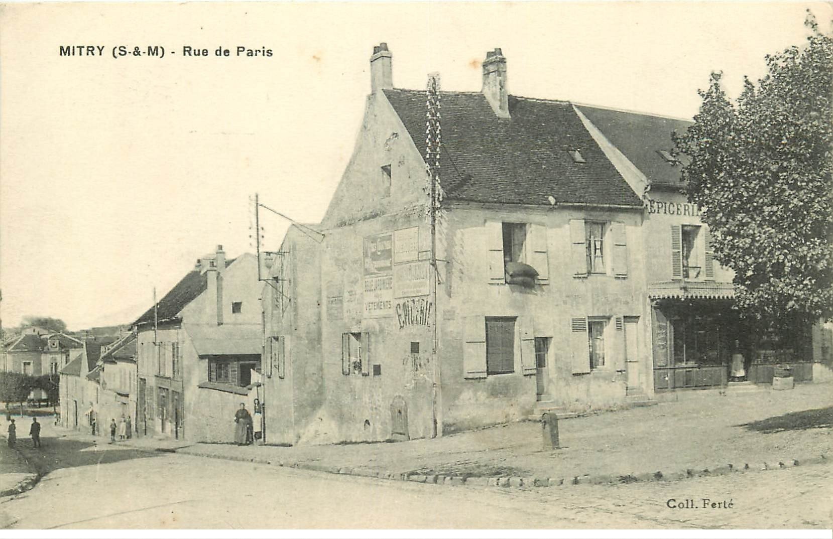 carte postale ancienne 77 MITRY. Epicerie Rue de Paris