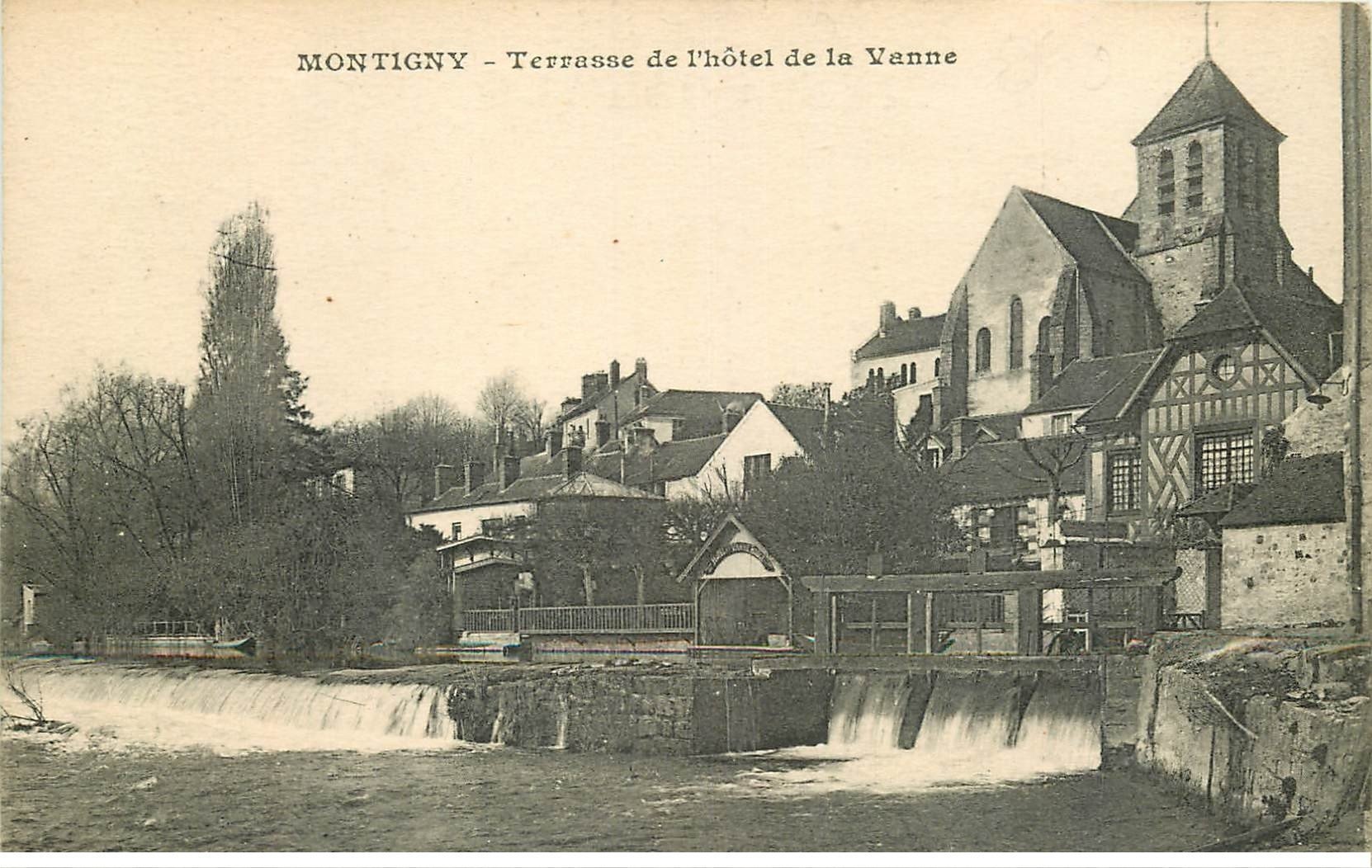 carte postale ancienne 77 MONTIGNY. Terrasse Hôtel de la Vanne