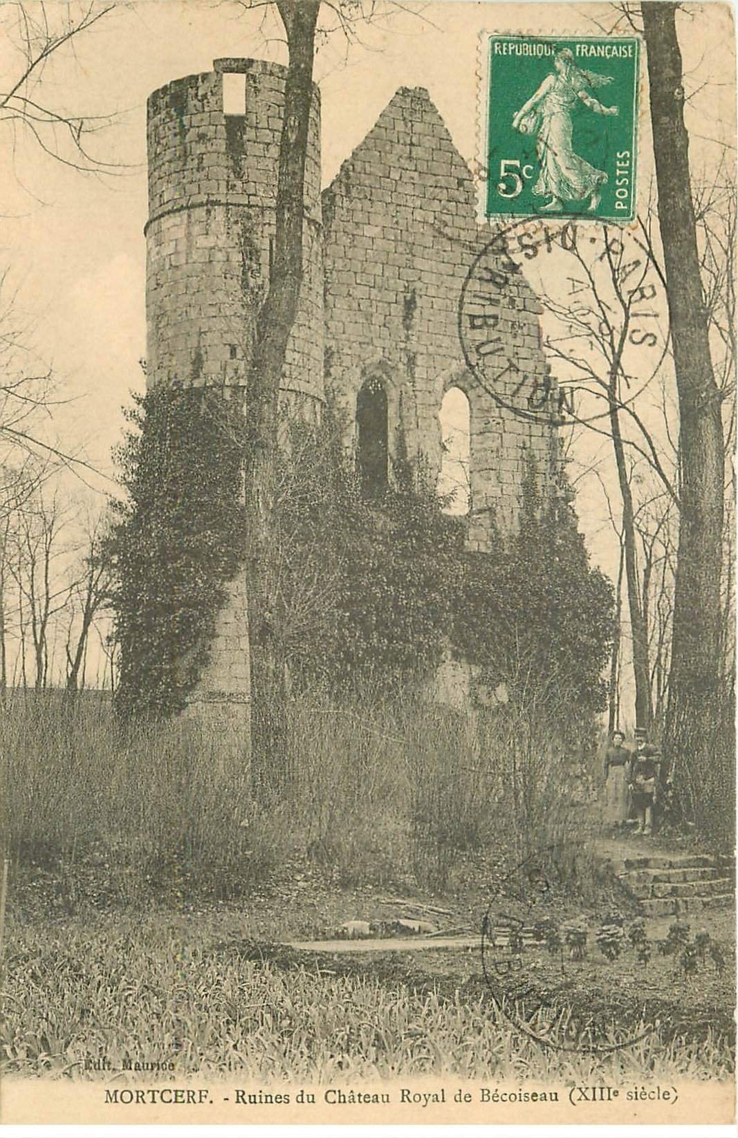 carte postale ancienne 77 MORTCERF. Ruines Château Royal de Bécoiseau