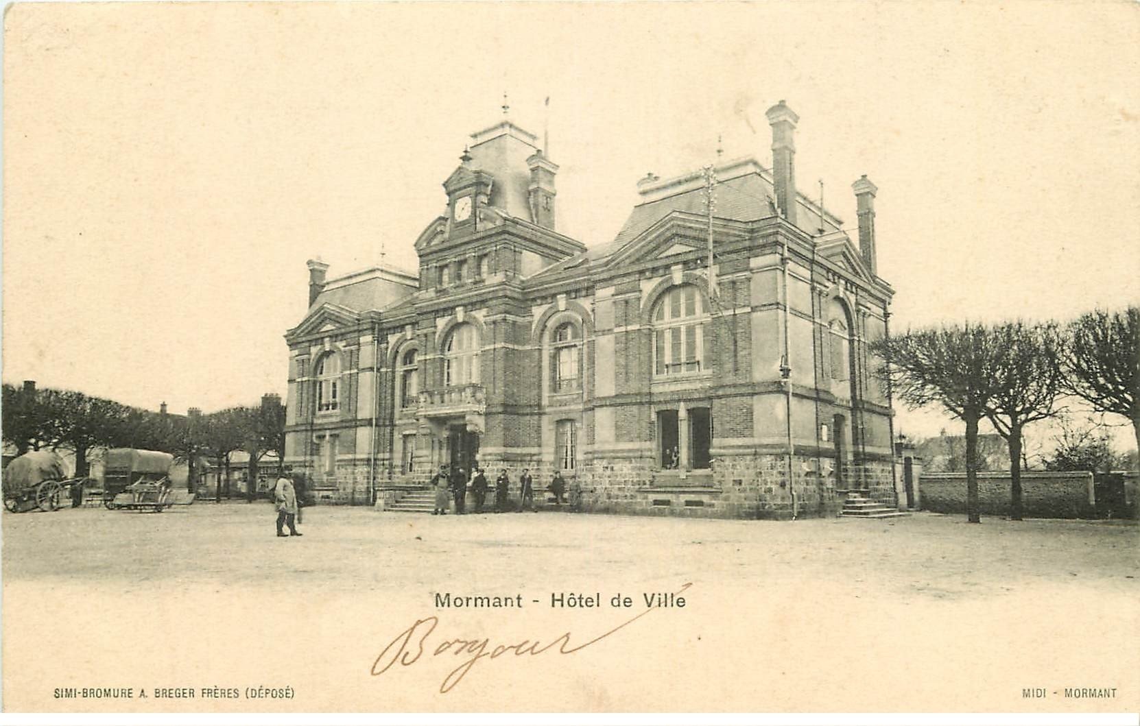 carte postale ancienne 77 MORMANT. Hôtel de Ville animation