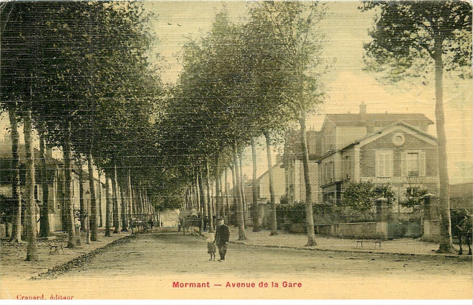 77 MORMANT. Avenue de la Gare 1908 belle Carte toilée