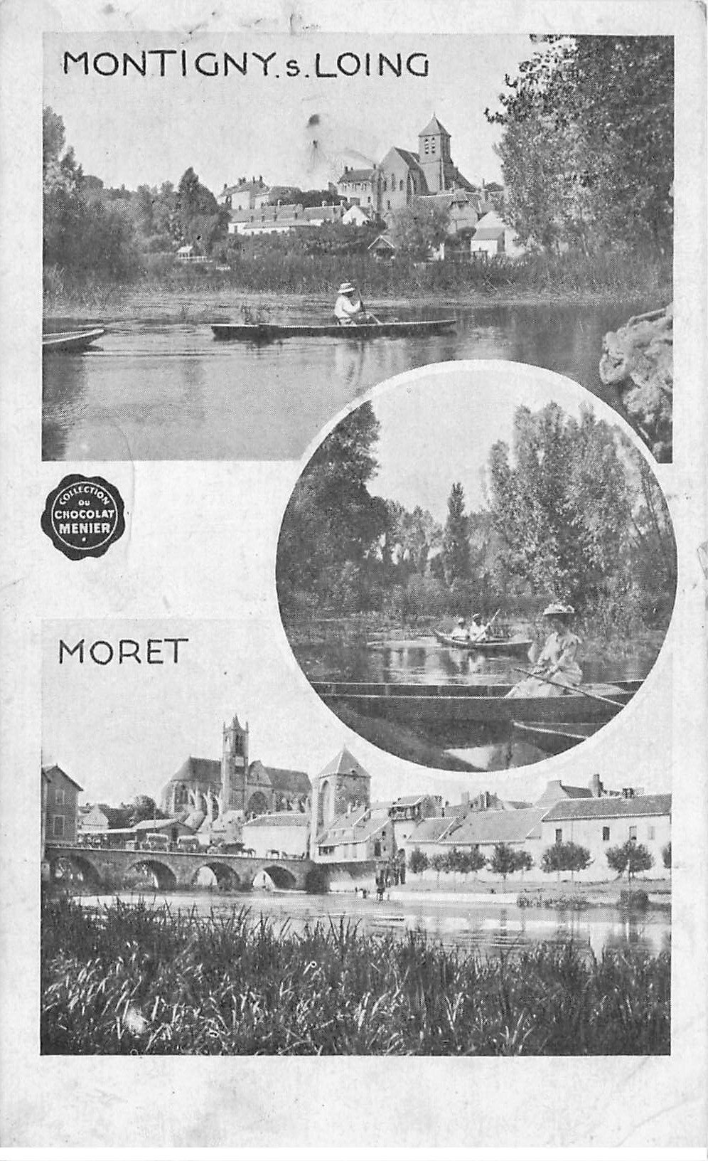 carte postale ancienne 77 MONTIGNY-SUR-LOING et MORET. Canotage